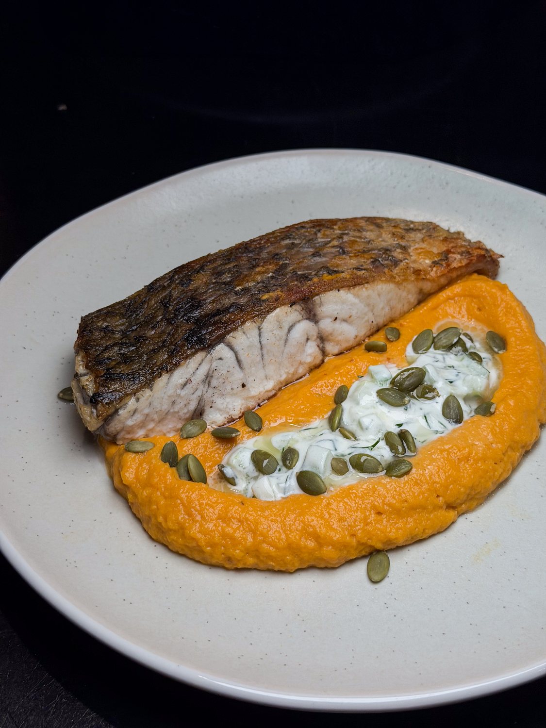 Seafood course at Grain and Grind